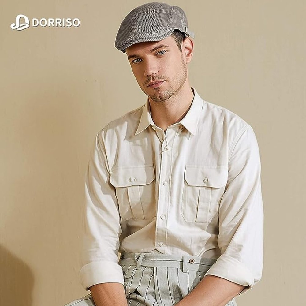 DORRISO Vintage Mens Flat Caps Adjustable Flat Cap Classic Cap